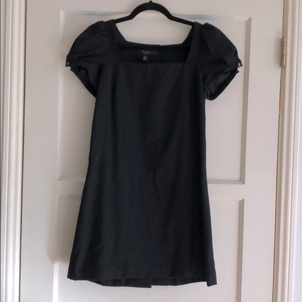 Ted Baker Blk Wool Puff Sleeve Dress W/Buttons